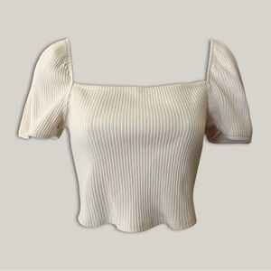 H&M Ribbed Puff Sleeve Crop Top